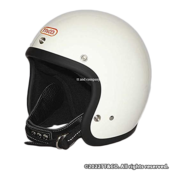 TT&CO. スーパーマグナム  ブラックレザー アイボリー  SG/PSC/DOT規格品 ジェットヘルメット