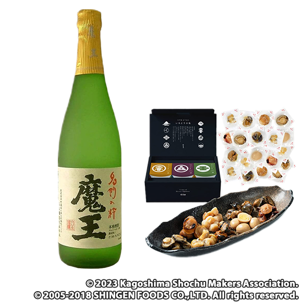 白玉醸造 魔王 芋焼酎 25度 720ml + あわびと貝の珍味おつまみギフト