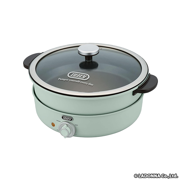 Toffy　トフィー３～４人用　電気グリル鍋 K-HP2 (ペールアクア) 鍋･内鍋･たこ焼きプレート 3WAY