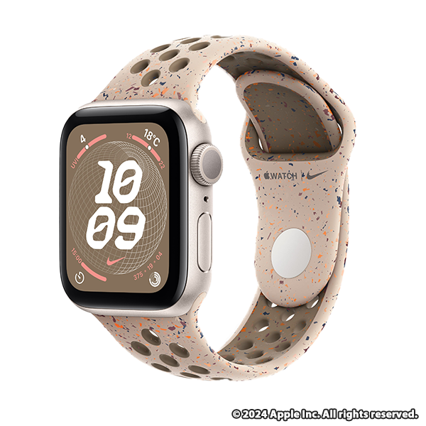 Apple Watch SE (GPSモデル) - 40mmスターライトアルミニウムケースとデザートストーンNikeスポーツバンド – S/M