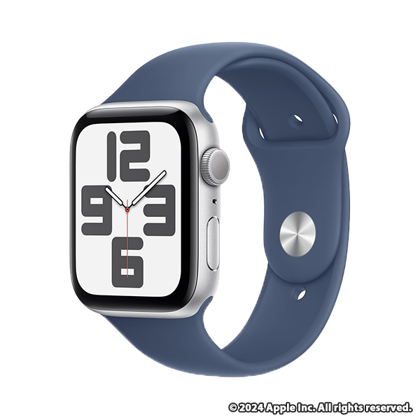 Apple Watch SE (GPSモデル) 44mmシルバーアルミニウムケースとデニムスポーツバンド M/L
