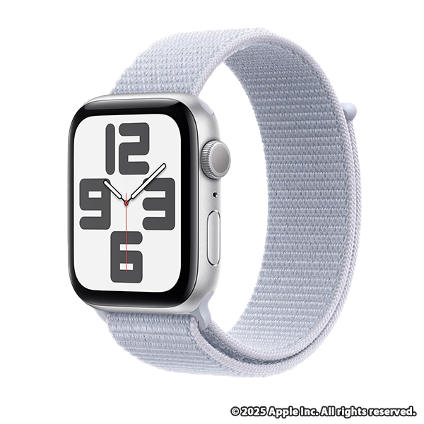 Apple Watch SE (GPSモデル) - 44mmシルバーアルミニウムケースとブルークラウドスポーツループ