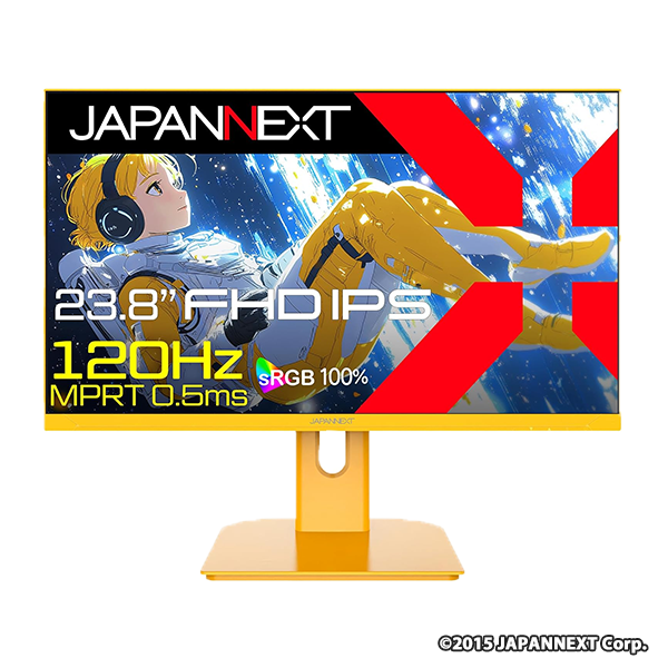 JAPANNEXT 23.8インチ ゲーミングモニター JN-IPS238G120F-YE イエローモデル