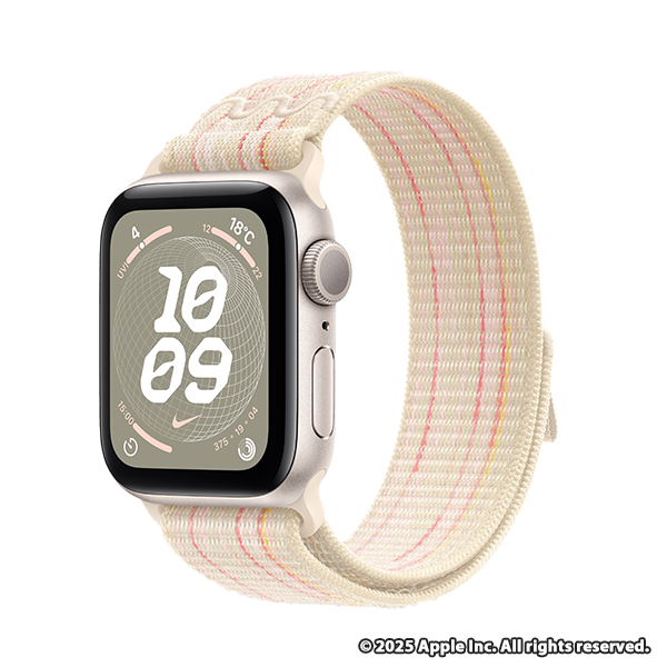 Apple Watch SE (GPSモデル) - 40mmスターライトアルミニウムケースとスターライト/ピンクNikeスポーツループ