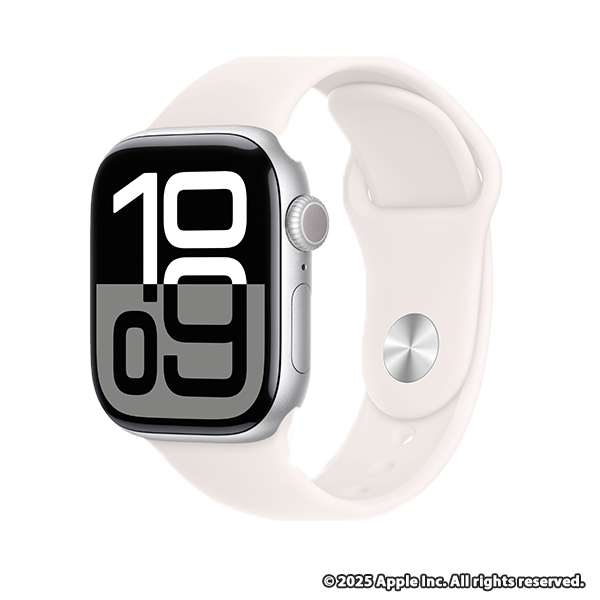 Apple Watch Series 10 (GPSモデル) - 42mmシルバーアルミニウムケースとライトブラッシュスポーツバンド - M/L
