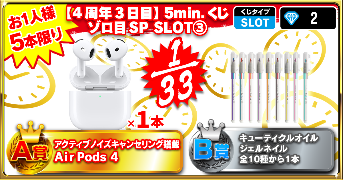 【4周年3日目】5min.くじ ゾロ目SP SLOT③
