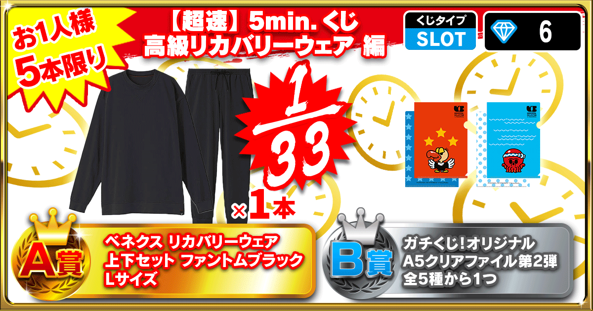 【超速】5min.くじ　高級リカバリーウェア 編