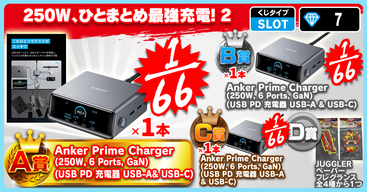 250W、ひとまとめ最強充電！2
