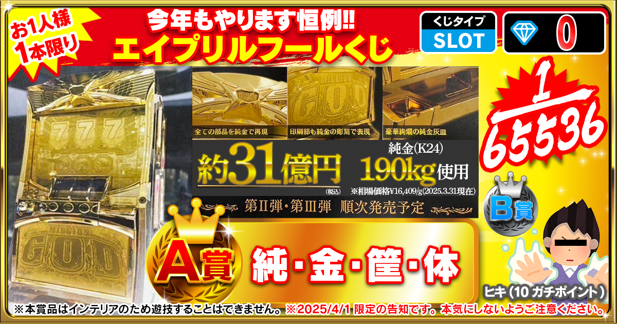 今年もやります恒例！！エイプリルフールくじ