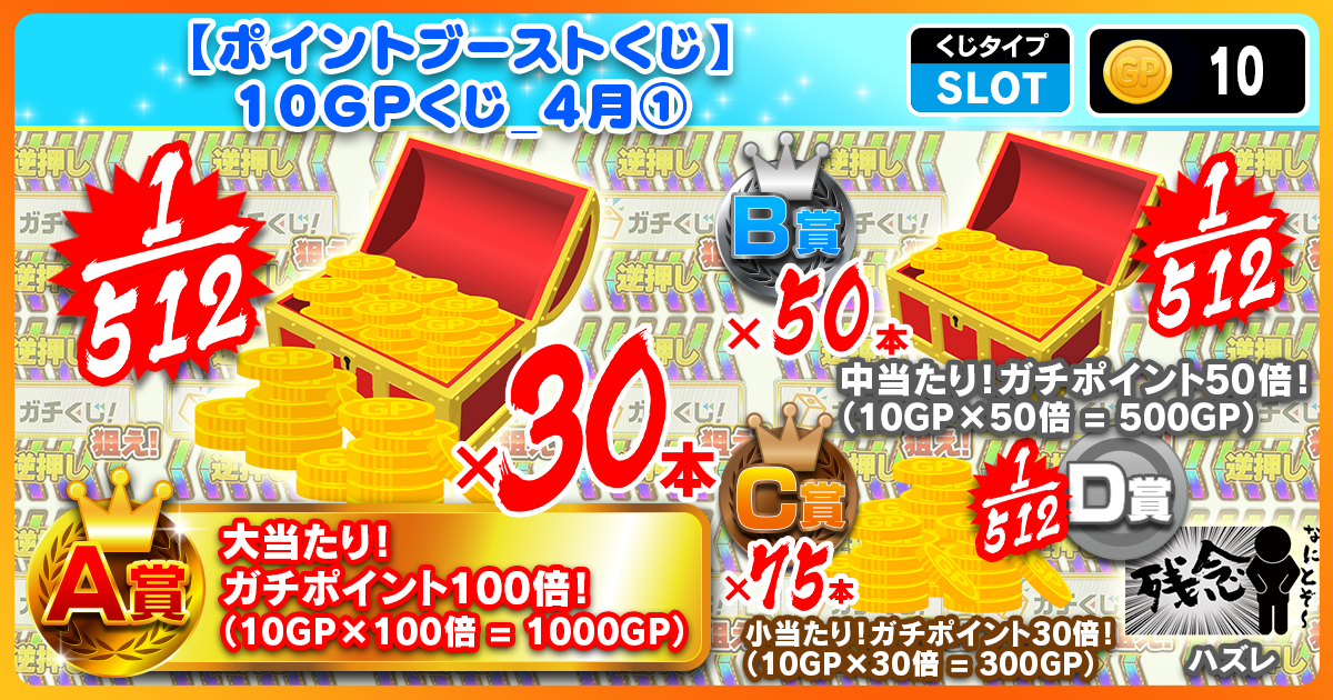 【ポイントブーストくじ】10GPくじ_4月①