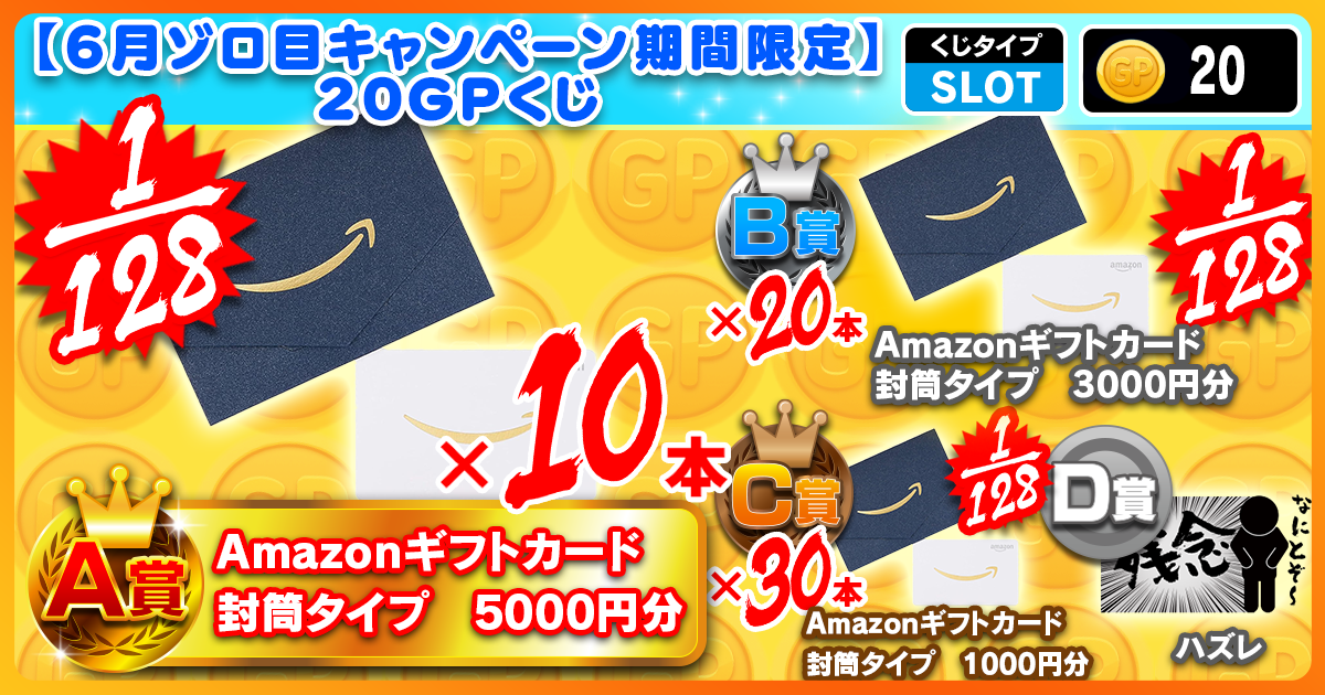 【6月ゾロ目キャンペーン期間限定】20GPくじ